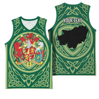 Personalized Carmarthenshire Wales Basketball Jersey Map and Emblem Celtic Style - Wonder Print Shop