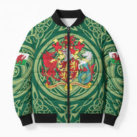 Personalized Carmarthenshire Wales Bomber Puffer Jacket Map and Emblem Celtic Style - Wonder Print Shop