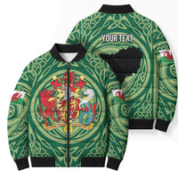 Personalized Carmarthenshire Wales Bomber Puffer Jacket Map and Emblem Celtic Style - Wonder Print Shop