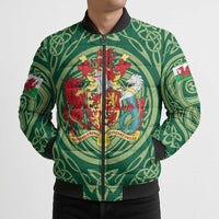 Personalized Carmarthenshire Wales Bomber Puffer Jacket Map and Emblem Celtic Style - Wonder Print Shop
