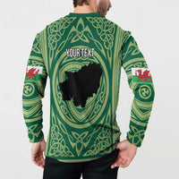 Personalized Carmarthenshire Wales Button Sweatshirt Map and Emblem Celtic Style - Wonder Print Shop