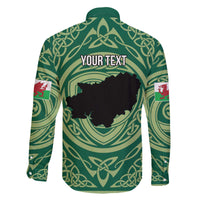 Personalized Carmarthenshire Wales Family Matching Off The Shoulder Long Sleeve Dress and Hawaiian Shirt Map and Emblem Celtic Style - Wonder Print Shop