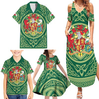 Personalized Carmarthenshire Wales Family Matching Summer Maxi Dress and Hawaiian Shirt Map and Emblem Celtic Style - Wonder Print Shop
