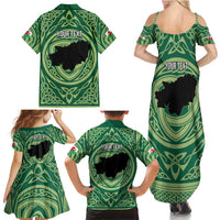 Personalized Carmarthenshire Wales Family Matching Summer Maxi Dress and Hawaiian Shirt Map and Emblem Celtic Style - Wonder Print Shop