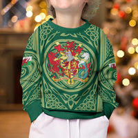 Personalized Carmarthenshire Wales Kid Ugly Christmas Sweater Map and Emblem Celtic Style - Wonder Print Shop