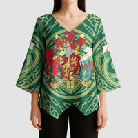 Personalized Carmarthenshire Wales Kimono Sleeve Blouse Map and Emblem Celtic Style - Wonder Print Shop
