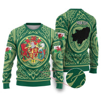 Personalized Carmarthenshire Wales Ugly Christmas Sweater Map and Emblem Celtic Style - Wonder Print Shop