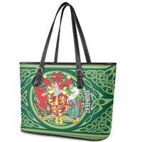 Personalized Carmarthenshire Wales Leather Tote Bag Map and Emblem Celtic Style - Wonder Print Shop