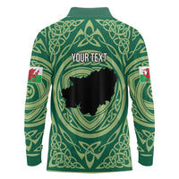 Personalized Carmarthenshire Wales Long Sleeve Polo Shirt Map and Emblem Celtic Style - Wonder Print Shop