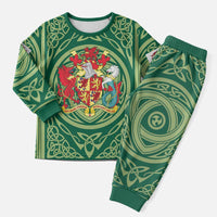 Personalized Carmarthenshire Wales Christmas Pajama Set Map and Emblem Celtic Style - Wonder Print Shop