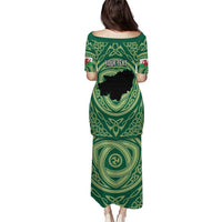 Personalized Carmarthenshire Wales Puletasi Map and Emblem Celtic Style - Wonder Print Shop