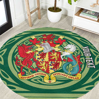 Personalized Carmarthenshire Wales Round Carpet Map and Emblem Celtic Style - Wonder Print Shop