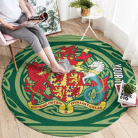Personalized Carmarthenshire Wales Round Carpet Map and Emblem Celtic Style - Wonder Print Shop