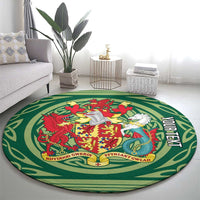 Personalized Carmarthenshire Wales Round Carpet Map and Emblem Celtic Style - Wonder Print Shop