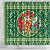Personalized Carmarthenshire Wales Shower Curtain Map and Emblem Celtic Style - Wonder Print Shop