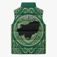 Personalized Carmarthenshire Wales Sleeveless Puffer Jacket Map and Emblem Celtic Style - Wonder Print Shop