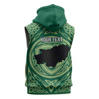 Personalized Carmarthenshire Wales Sleeveless Zip Hoodie Map and Emblem Celtic Style - Wonder Print Shop