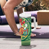 Personalized Carmarthenshire Wales Tumbler With Handle Map and Emblem Celtic Style - Wonder Print Shop