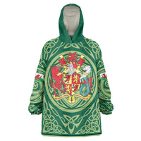 Personalized Carmarthenshire Wales Wearable Blanket Hoodie Map and Emblem Celtic Style - Wonder Print Shop
