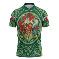 Personalized Carmarthenshire Wales Zipper Polo Shirt Map and Emblem Celtic Style - Wonder Print Shop