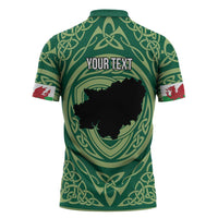 Personalized Carmarthenshire Wales Zipper Polo Shirt Map and Emblem Celtic Style - Wonder Print Shop