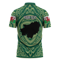 Personalized Carmarthenshire Wales Zipper Polo Shirt Map and Emblem Celtic Style - Wonder Print Shop