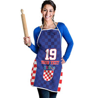 Custom Croatia National Heritage Apron Blue Checkered Croatian Pride - Wonder Print Shop