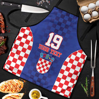 Custom Croatia National Heritage Apron Blue Checkered Croatian Pride - Wonder Print Shop