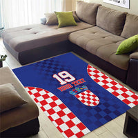 Custom Croatia National Heritage Area Rug Blue Checkered Croatian Pride - Wonder Print Shop