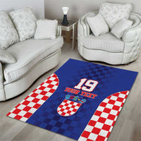 Custom Croatia National Heritage Area Rug Blue Checkered Croatian Pride - Wonder Print Shop