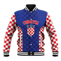 Custom Croatia National Heritage Baseball Jacket Blue Checkered Croatian Pride - Wonder Print Shop