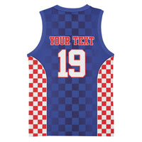 Custom Croatia National Heritage Basketball Jersey Blue Checkered Croatian Pride - Wonder Print Shop