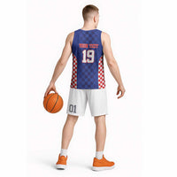 Custom Croatia National Heritage Basketball Jersey Blue Checkered Croatian Pride - Wonder Print Shop