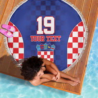 Custom Croatia National Heritage Beach Blanket Blue Checkered Croatian Pride - Wonder Print Shop