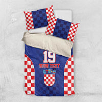 Custom Croatia National Heritage Bedding Set Blue Checkered Croatian Pride - Wonder Print Shop