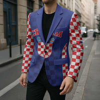 Custom Croatia National Heritage Blazer Blue Checkered Croatian Pride - Wonder Print Shop