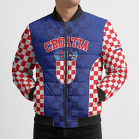 Custom Croatia National Heritage Bomber Puffer Jacket Blue Checkered Croatian Pride - Wonder Print Shop