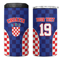 Custom Croatia National Heritage 4 in 1 Can Cooler Tumbler Blue Checkered Croatian Pride - Wonder Print Shop