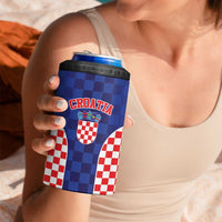 Custom Croatia National Heritage 4 in 1 Can Cooler Tumbler Blue Checkered Croatian Pride - Wonder Print Shop