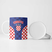 Custom Croatia National Heritage Ceramic Mug Blue Checkered Croatian Pride - Wonder Print Shop