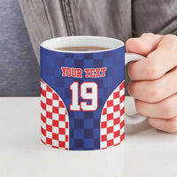 Custom Croatia National Heritage Ceramic Mug Blue Checkered Croatian Pride - Wonder Print Shop