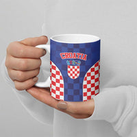 Custom Croatia National Heritage Ceramic Mug Blue Checkered Croatian Pride - Wonder Print Shop
