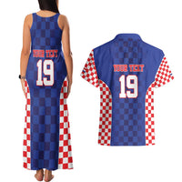 Custom Croatia National Heritage Couples Matching Tank Maxi Dress and Hawaiian Shirt Blue Checkered Croatian Pride - Wonder Print Shop