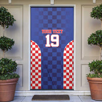 Custom Croatia National Heritage Door Cover Blue Checkered Croatian Pride - Wonder Print Shop