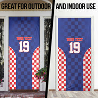 Custom Croatia National Heritage Door Cover Blue Checkered Croatian Pride - Wonder Print Shop