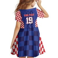 Custom Croatia National Heritage Family Matching Long Sleeve Bodycon Dress and Hawaiian Shirt Blue Checkered Croatian Pride - Wonder Print Shop