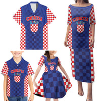 Custom Croatia National Heritage Family Matching Puletasi and Hawaiian Shirt Blue Checkered Croatian Pride - Wonder Print Shop