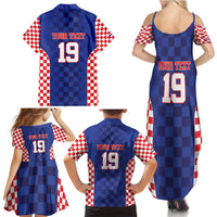 Custom Croatia National Heritage Family Matching Summer Maxi Dress and Hawaiian Shirt Blue Checkered Croatian Pride - Wonder Print Shop