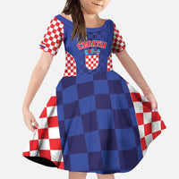 Custom Croatia National Heritage Family Matching Tank Maxi Dress and Hawaiian Shirt Blue Checkered Croatian Pride - Wonder Print Shop