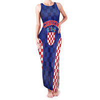 Custom Croatia National Heritage Family Matching Tank Maxi Dress and Hawaiian Shirt Blue Checkered Croatian Pride - Wonder Print Shop